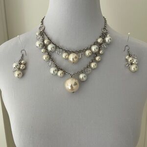 FIFTH AVENUE COLLECTION FAC Faux Pearl Statement Event Necklace & Earrings Set